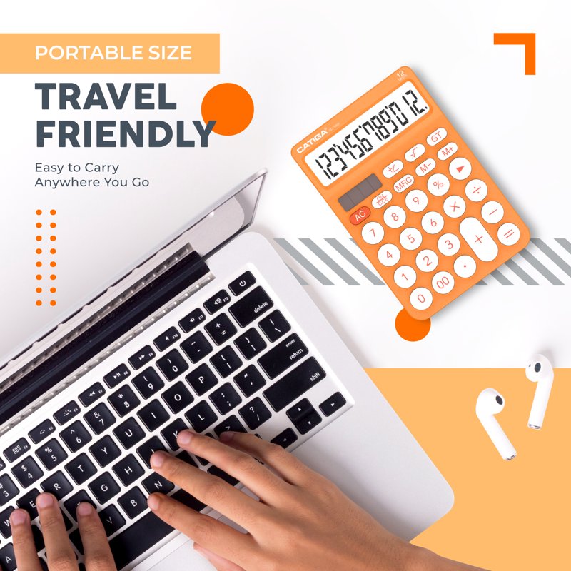 12 Digit Desktop Calculator with Large LCD Display & Big Buttons for Office Home School