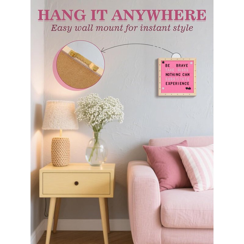 Light Up Felt Letter Board Sign with LED Lights - 10x10in Changeable Message Wall Decor