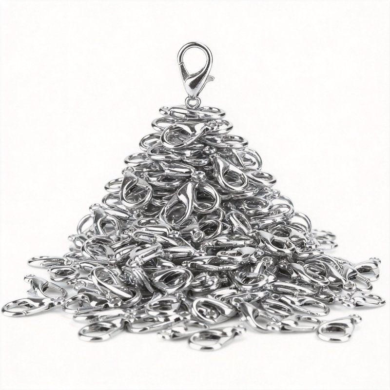 200PCS Metal Alloy Lobster Clasp Hooks for Jewelry Making - 12mm x 6mm, Nickel Finish