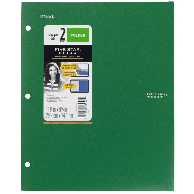 2-Pocket Plastic Folder with Tabs and Reinforced Spine for School and Office Use