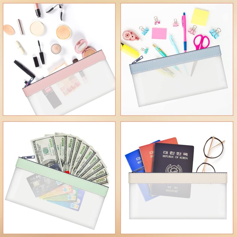 Clear Zipper Money Bags Set - Cash & Coin Organizer, Wallets & Deposit Pouches