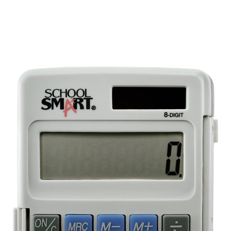 School Smart 8-Digit LCD Dual Power Pocket Calculator with Protective Cover