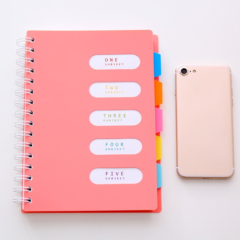 A5 Wide Ruled Spiral Notebook with Divider Tabs - 240 Pages, Hardcover, Blue