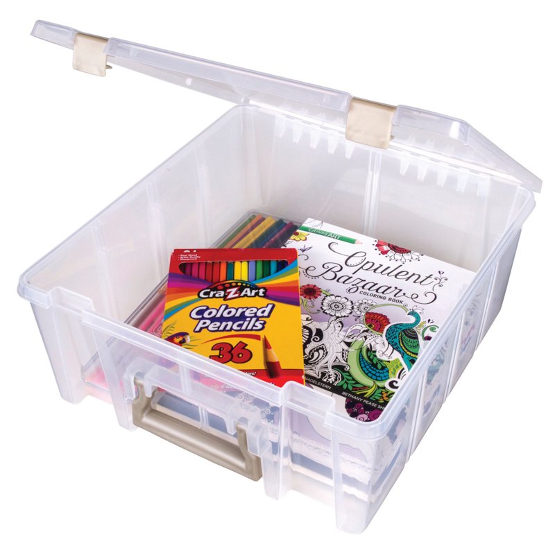 ArtBin Super Satchel Storage Box - Double Deep, Transparent with Dividers