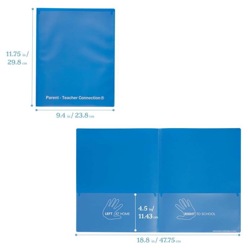 2-Pocket Classroom Communication Folders Bulk Pack - Durable Plastic School Files