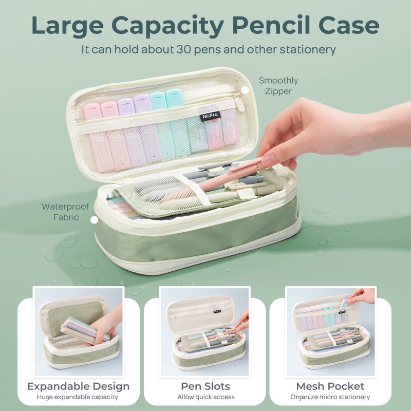 NicPro 39-Piece Stationery Set with Highlighters, Mechanical Pencils, Gel Pens & Pencil Case