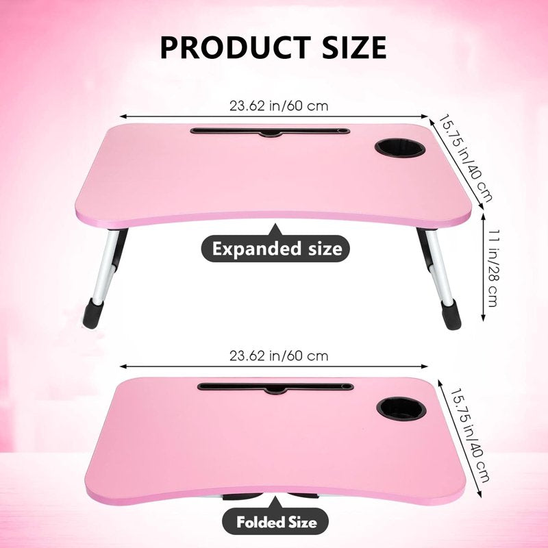 PHANCIR Foldable Lap Desk, 23.6 Inch Portable Wood Laptop Desk Table