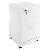 2-Drawer Locking File Cabinet with Wheels - Office Storage, White