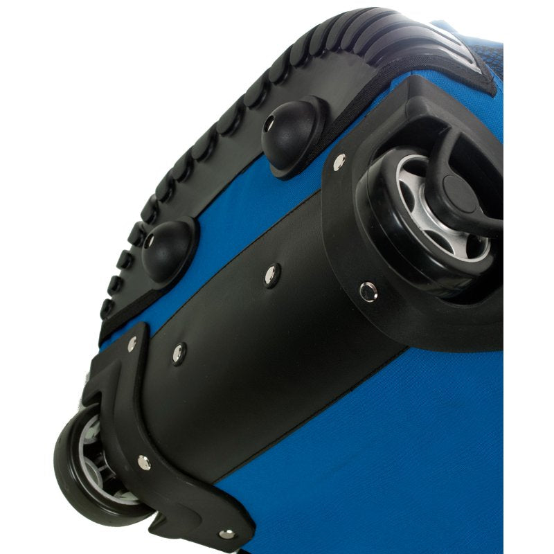 Blue Rolling Backpack R02 with Skate Wheels & Telescoping Handle