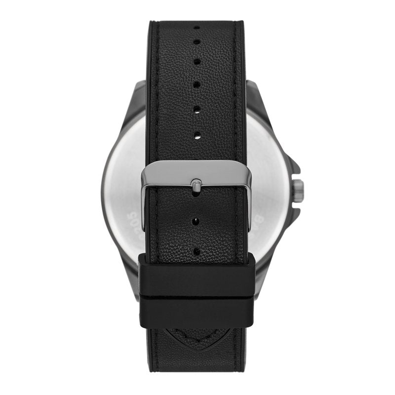 Men's Watch Set with Gunmetal Case Black Dial Vegan Leather & Braided PU Bands