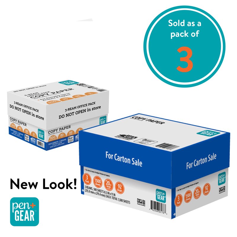 8.5 x 11 Copy Paper - 20 lb, 92 Bright White, 1500 Sheets, 3 Ream Case