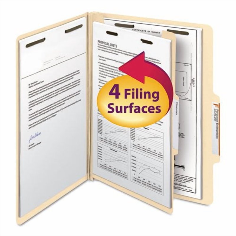 Manila File Folders with Divider, 2-Inch Expansion, Letter Size, Pack of 10