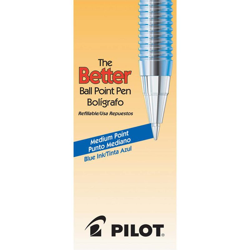 Ballpoint Pen - Blue Ink, 1mm Medium Point, Refillable, Box of 12