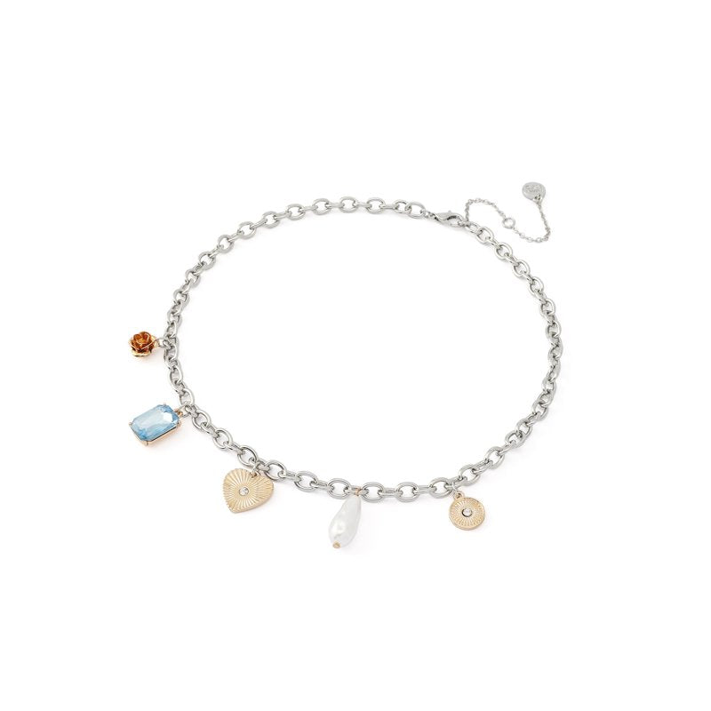 Women's Crystal Heart Charm Bib Necklace - Adjustable, Elegant Jewelry