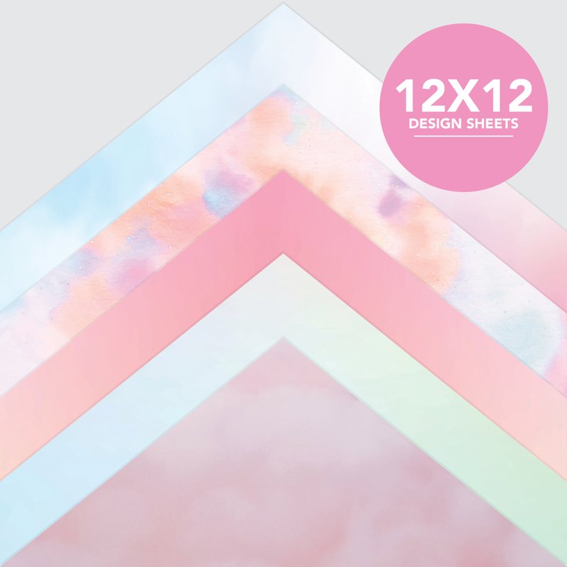 Ombre Watercolor Scrapbook Paper Set - 50 Sheets 12x12 Inches, 25 Designs