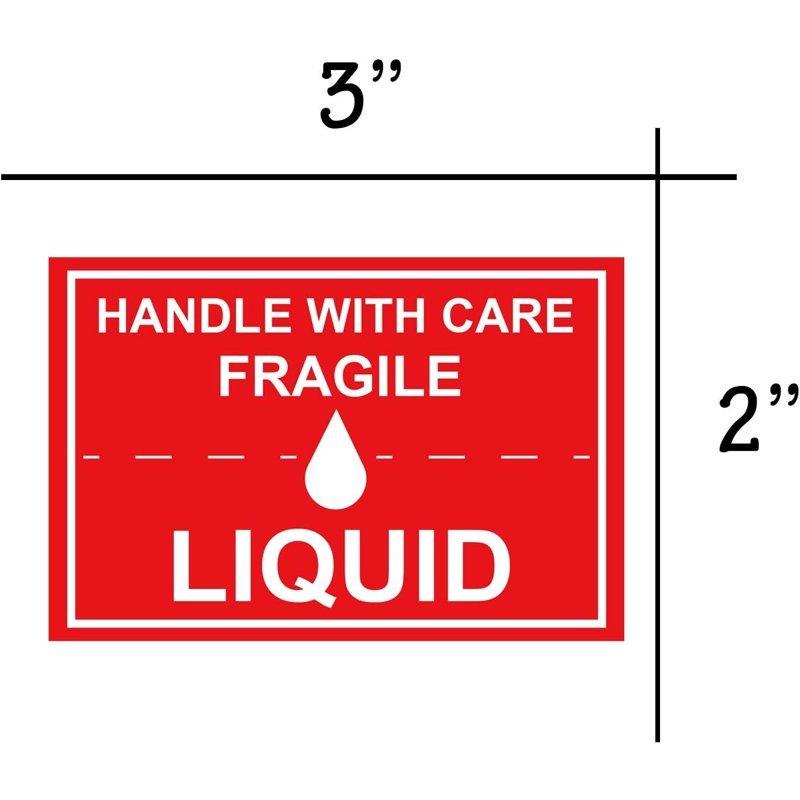 Liquid Handle with Care Warning Stickers 2x3 Inch 300 Labels for Shipping & Mailing