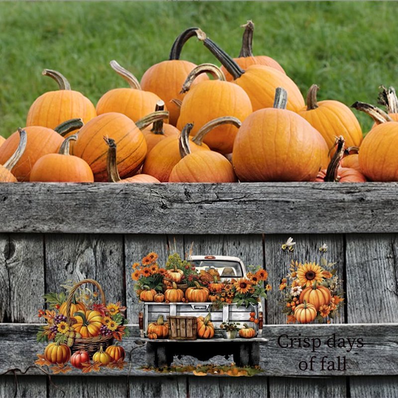 Pumpkin Transfer Stickers 3-Pack for Crafts & Furniture Fall Decor 6x12 Inches