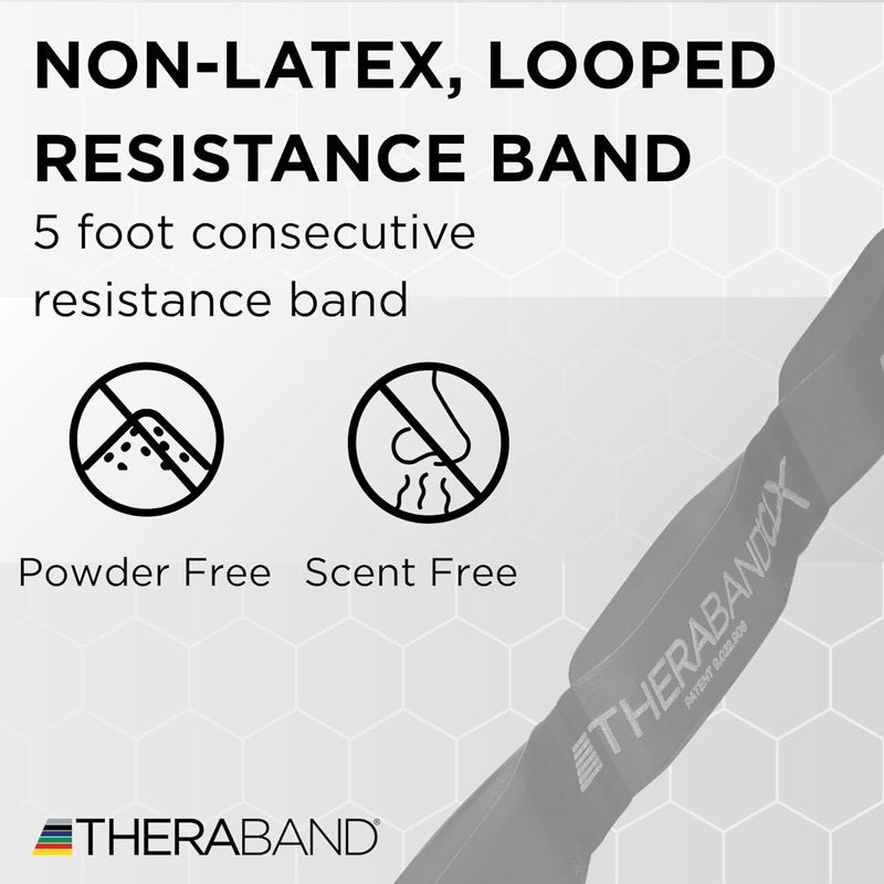 Heavy Resistance Exercise Band with Loops - 5 FT, Silver, Level 7, Non-Latex