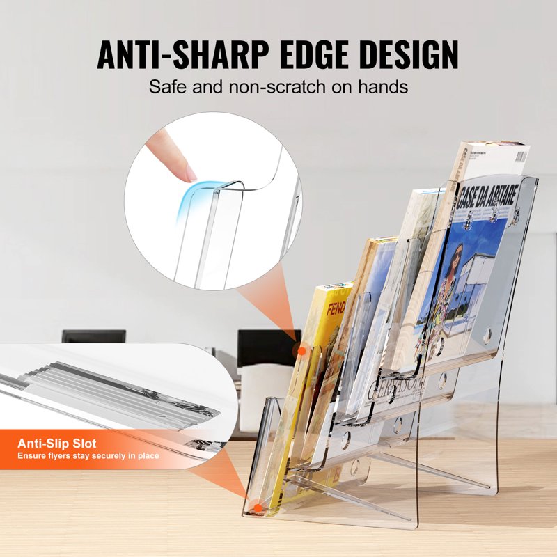 Acrylic Brochure Rack 4-Tier Display Stand for Flyers and Booklets