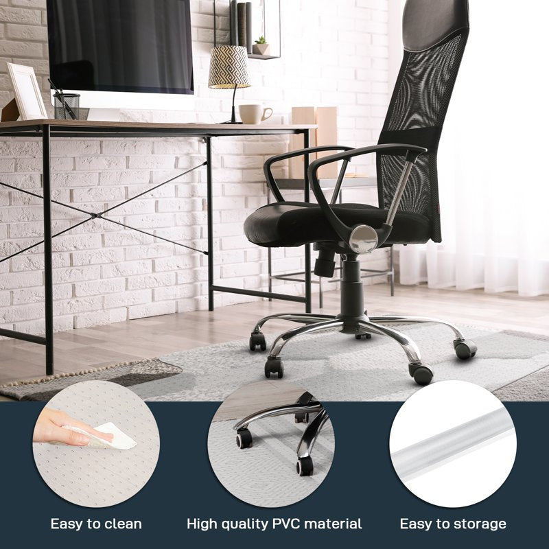 YEERSWAG 48"x36" Transparent PVC Chair Mat with Grippers for Carpet – Non-Slip Floor Protector
