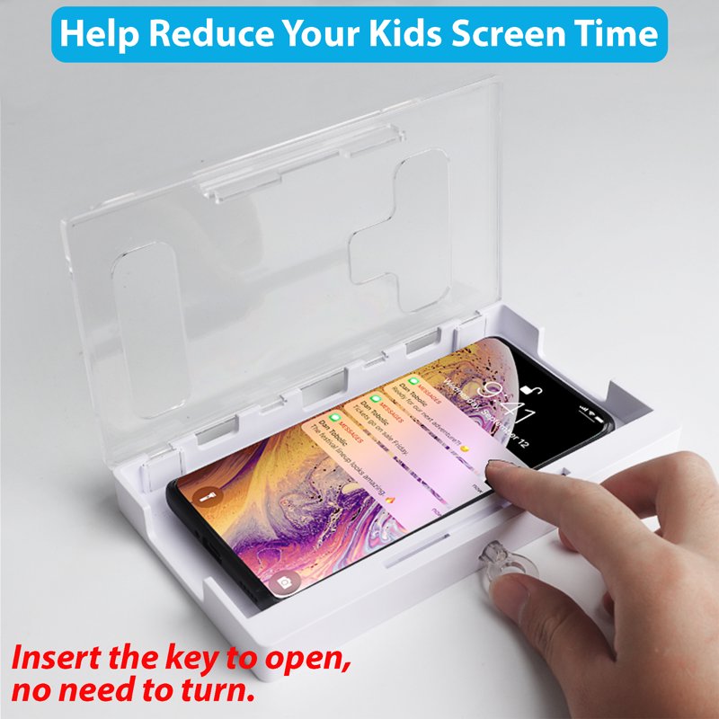 Portable Cell Phone Lock Box for Screen Time Control - Key Locking Container for iPhone & Samsung