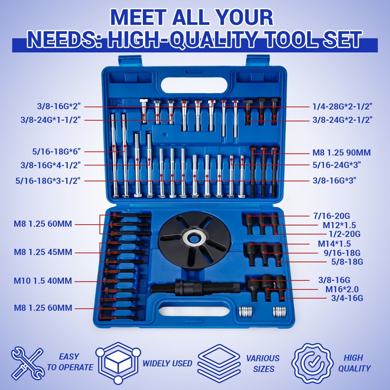 Automotive Harmonic Balancer Puller & Installer Set - 59 Pieces for Vehicle Maintenance