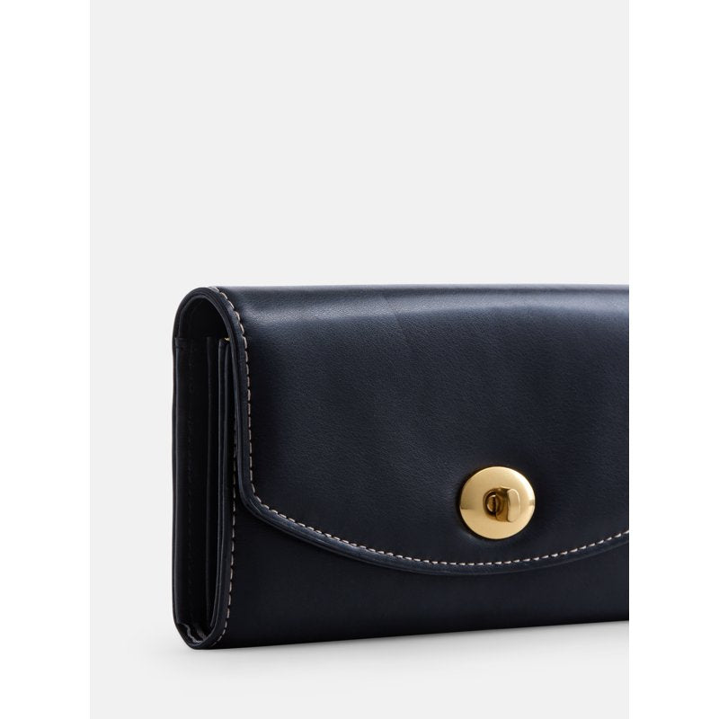 Faux Leather Clutch Wallet for Women - Slim Card Holder with Zipper Pocket