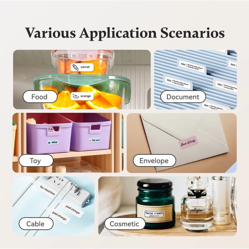 Mini Portable Label Printer Bluetooth Thermal Sticker Maker with Tape