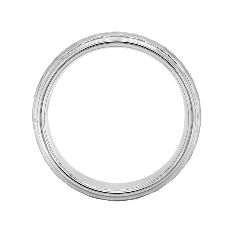 Men's Tungsten Hammered Finish Wedding Band - 8MM Wide Mens Ring