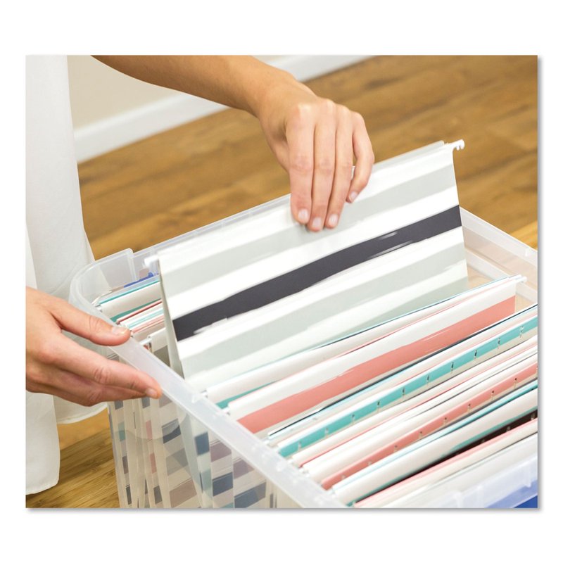 Heavy Duty Plastic File Storage Box 14 x 17.38 x 10.5 Inches Clear Blue 2 Pack