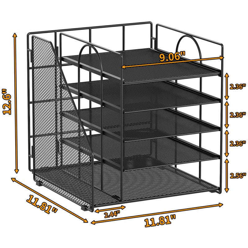 Metal 5-Tier Desk Organizer with File Holder for Office & Home