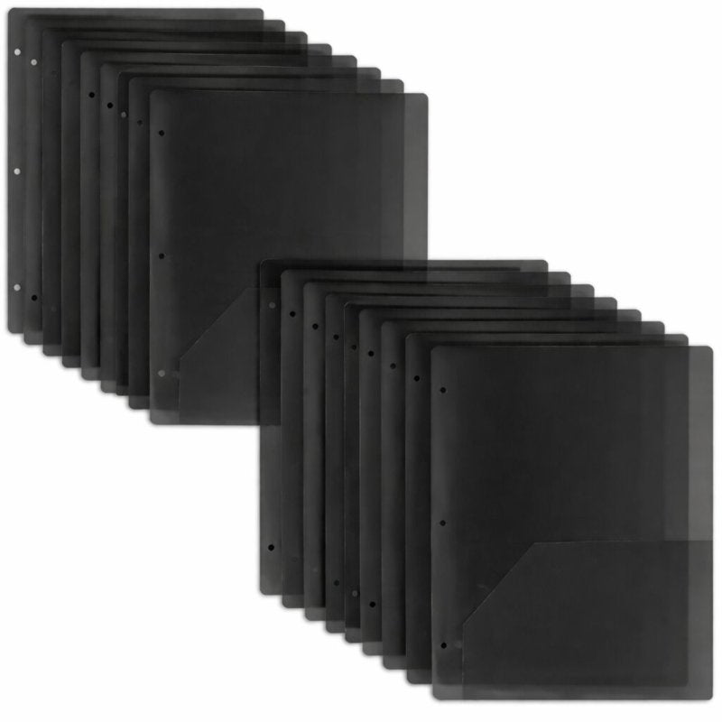 100 Pack Two-Pocket Translucent Black Hole Punch Folders with 3-Ring Binding, 11.5 x 9.5 in - Trailmaker (Variation: 100 Pack)
