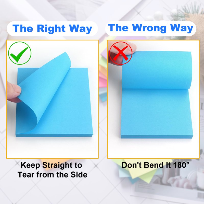 Multicolor Sticky Notes Set - 24 Pads, 1200 Sheets, 3x3 Inch Self-Stick Notes for Office & Home
