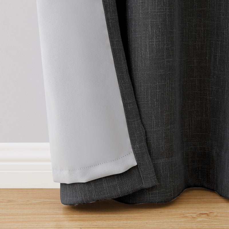 Blackout Grommet Window Curtain Panel - Textured Woven Fabric, 50 Inch Width