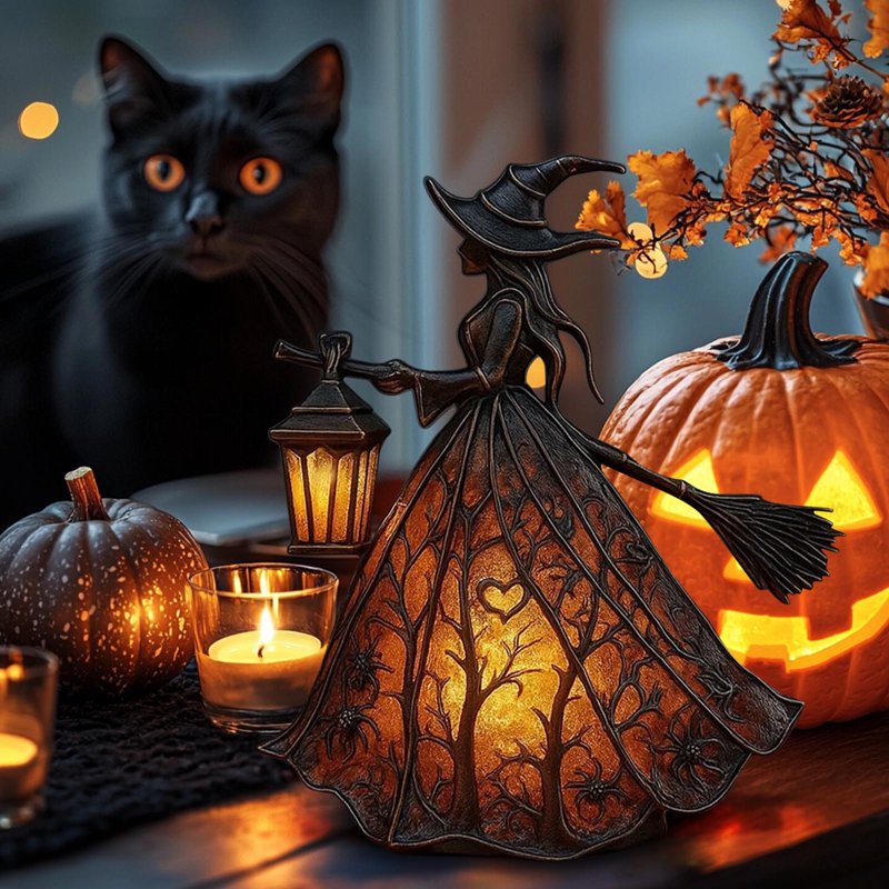 Halloween Witch Lamp - Spooky Decorative USB Table Lamp for Home & Party