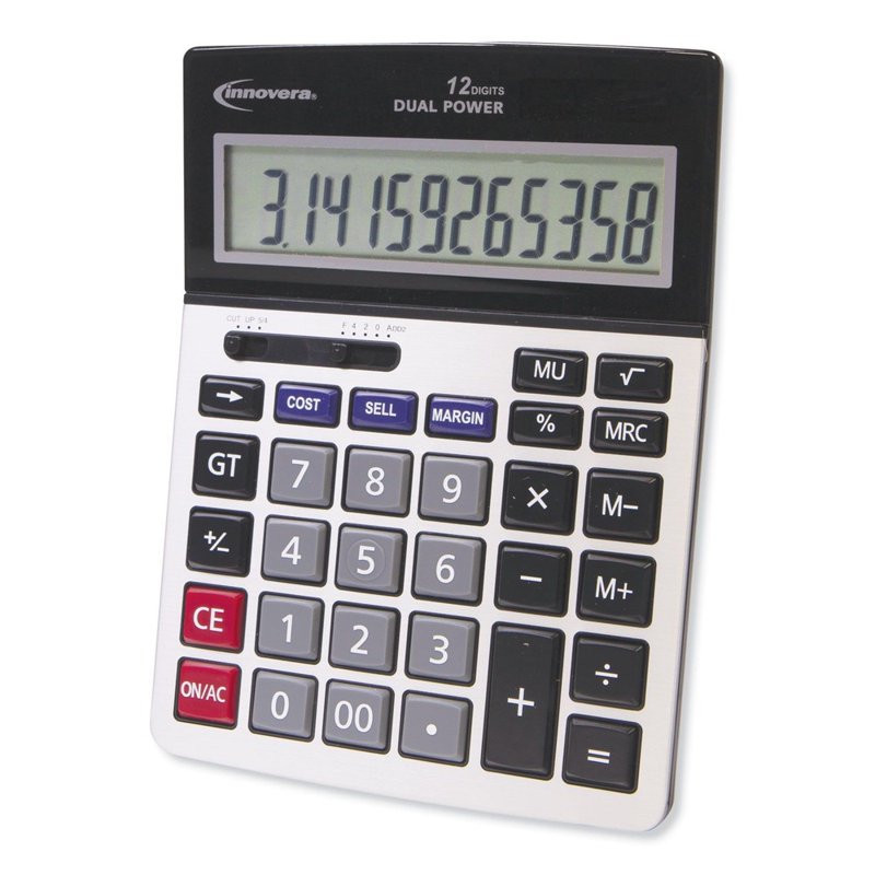 Business Calculator with 12-Digit LCD Display, Dual Power for Budgeting & Sales
