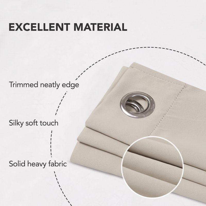 Room Darkening Grommet Curtains Set for Bedroom and Nursery - Thermal Insulated Solid Window Drapes