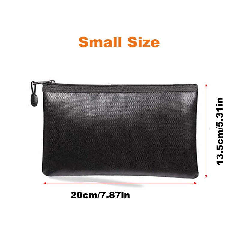 Fireproof Document Bag Water-Resistant Money Pouch with Zipper for Travel & Safety
