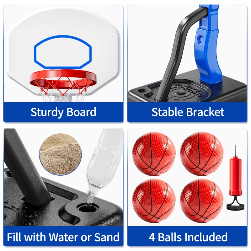 Adjustable Indoor Outdoor Kids Basketball Hoop Set for Ages 3-8 - Family Play Gift