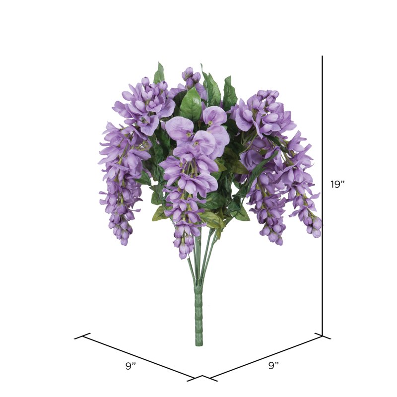 Artificial Lavender Wisteria Bush - 19-inch Faux Floral for Home & Garden Decor
