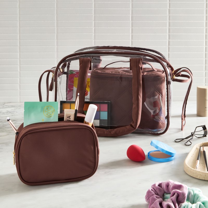Travel Organizer Bag Set with Clear Tote and Accessories - 10 Pieces