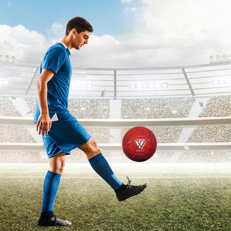 Vizari Zodiac Soccer Ball - Sizes 3, 4, 5, Red | Waterproof Synthetic Leather