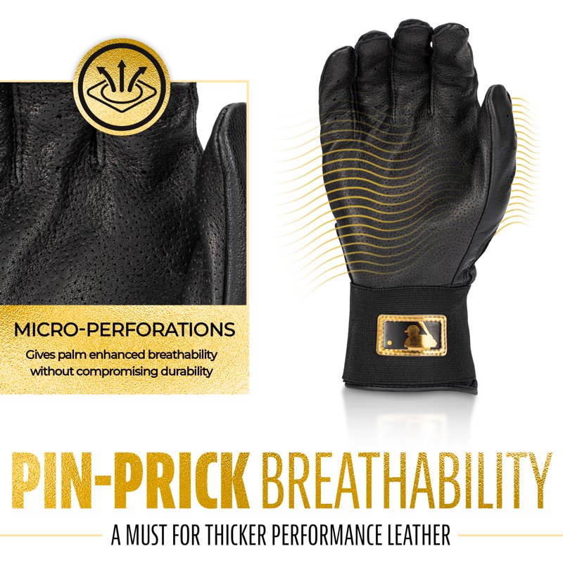 Baseball & Softball Batting Gloves - Heavy Duty Leather, Long Cuff Support - Adult Large