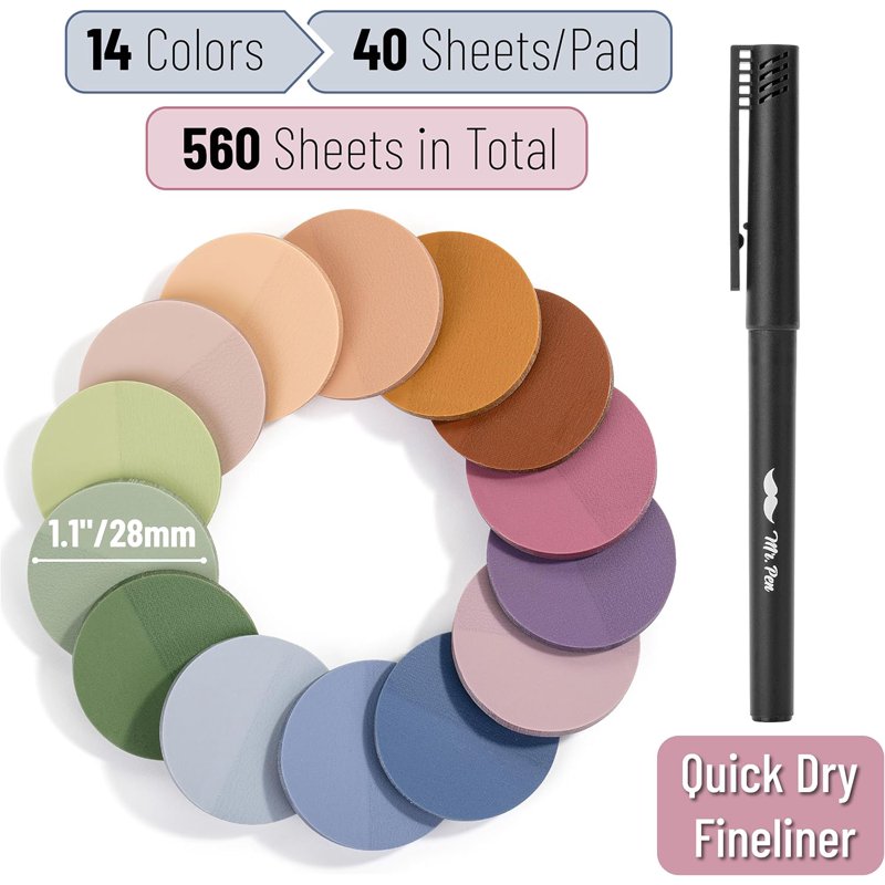 Transparent Sticky Notes Set - 560 Assorted Circular Tabs for Organizing