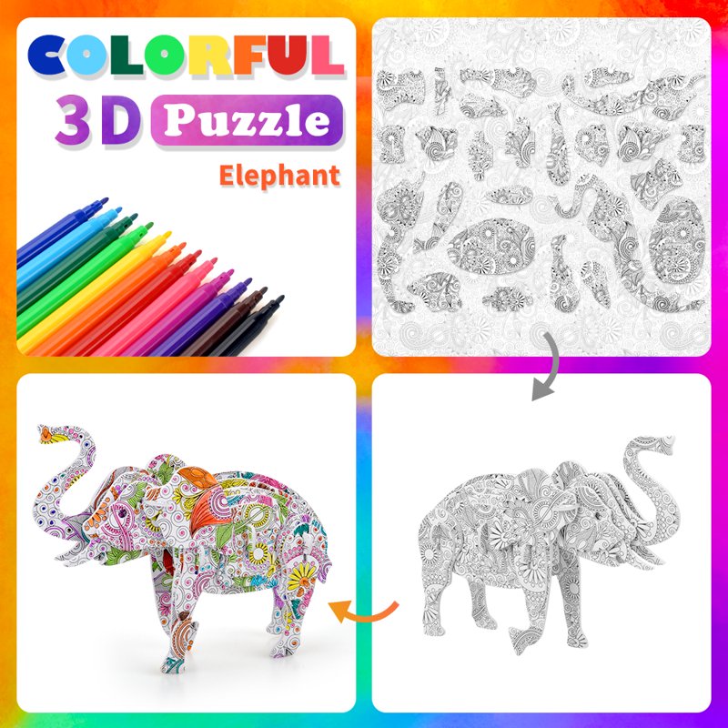 3D Art & Craft Puzzle Kit for Kids Girls Boys - Painting & Coloring Set