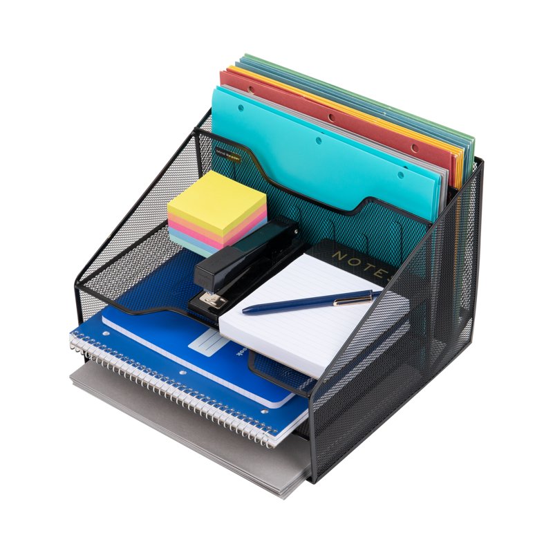 Multi-Compartment Desktop Organizer with File Holders for Office & Home