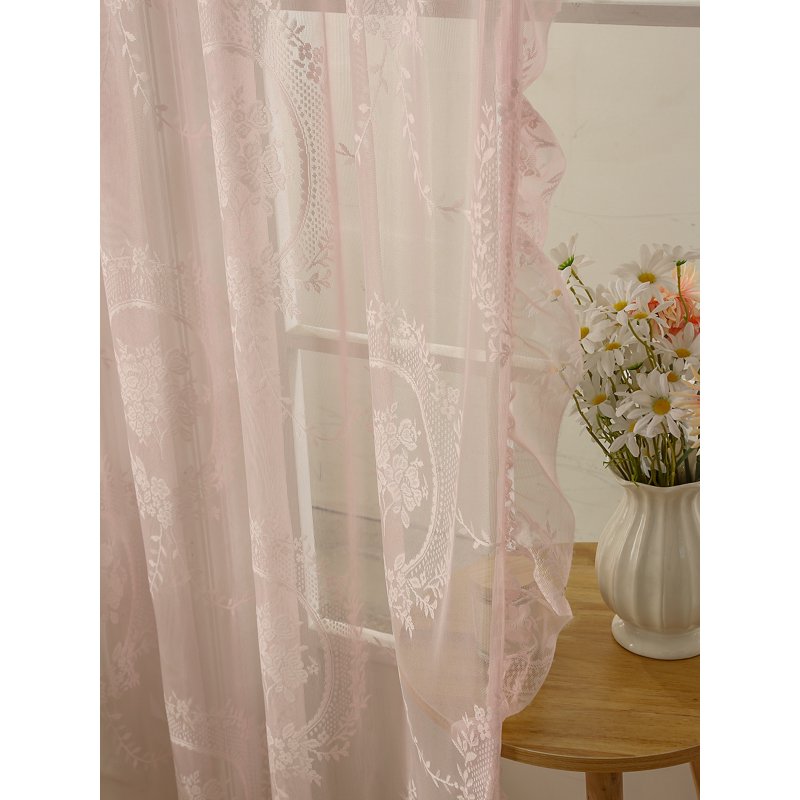 Boho Lace Sheer Curtains Set - Light Filtering Window Drapes for Bedroom & Living Room