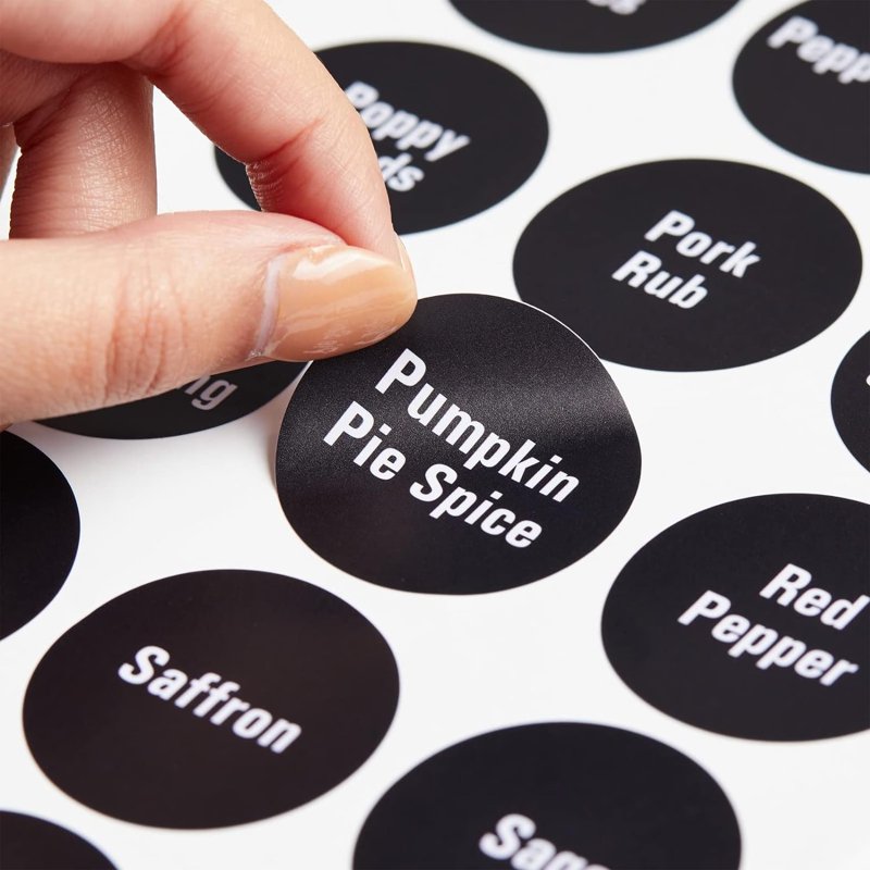 Waterproof Vinyl Spice Label Stickers - 144 Round Chalkboard Labels for Jars & Containers