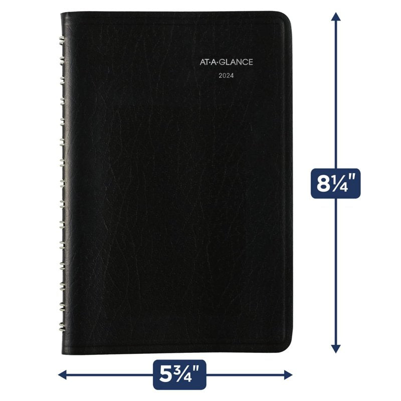 2024 Daily Appointment Book Planner 5x8 Black January-December