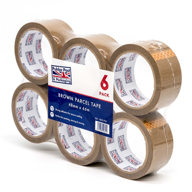 Heavy Duty Brown Packing Tape 6 Rolls - Industrial Shipping & Moving